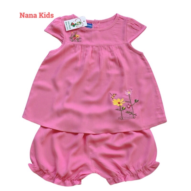 Bộ tole lanh short đùi bé gái Bảo Ngọc chất tole lanh loại 1 mát nhẹ và bền đẹp, thấm hút mồ hôi tốt từ 4 tháng- 4 tuổi