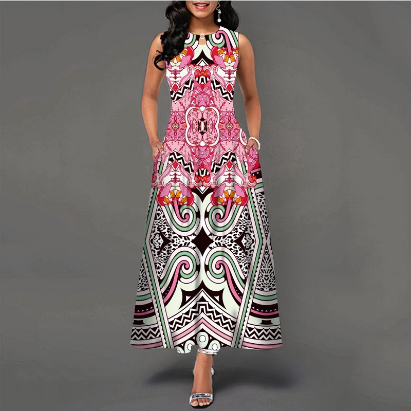 Đầm maxi plus size In Họa Tiết Phong Cách boho Cổ Điển Thời Trang Mùa Hè Cho Nữ