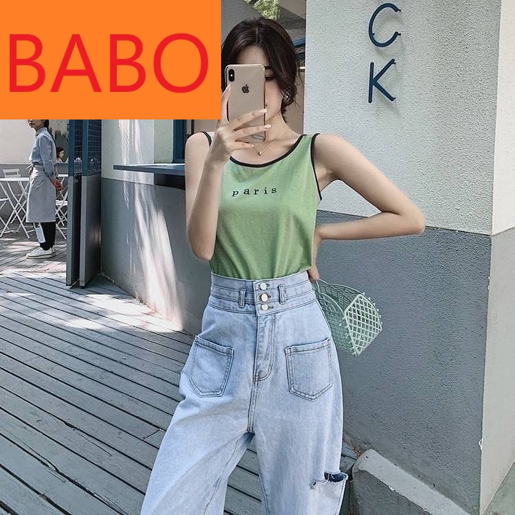 [ FREESHIP,CÓ LOẠI KHÔNG RÁCH ] QUẦN BAGGY JEAN NỮ LƯNG CAO MÀU XANH NHẠT 2 TÚI TRƯỚC 3 NÚT SIÊU CÁ TÍNH