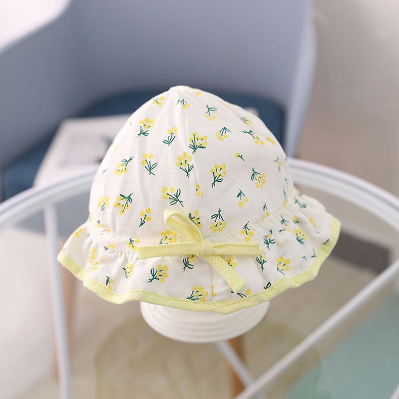 Nón Tai Bèo Vải Mỏng Họa Tiết Hoa Thời Trang Xuân Hè Cho Bé Gái
