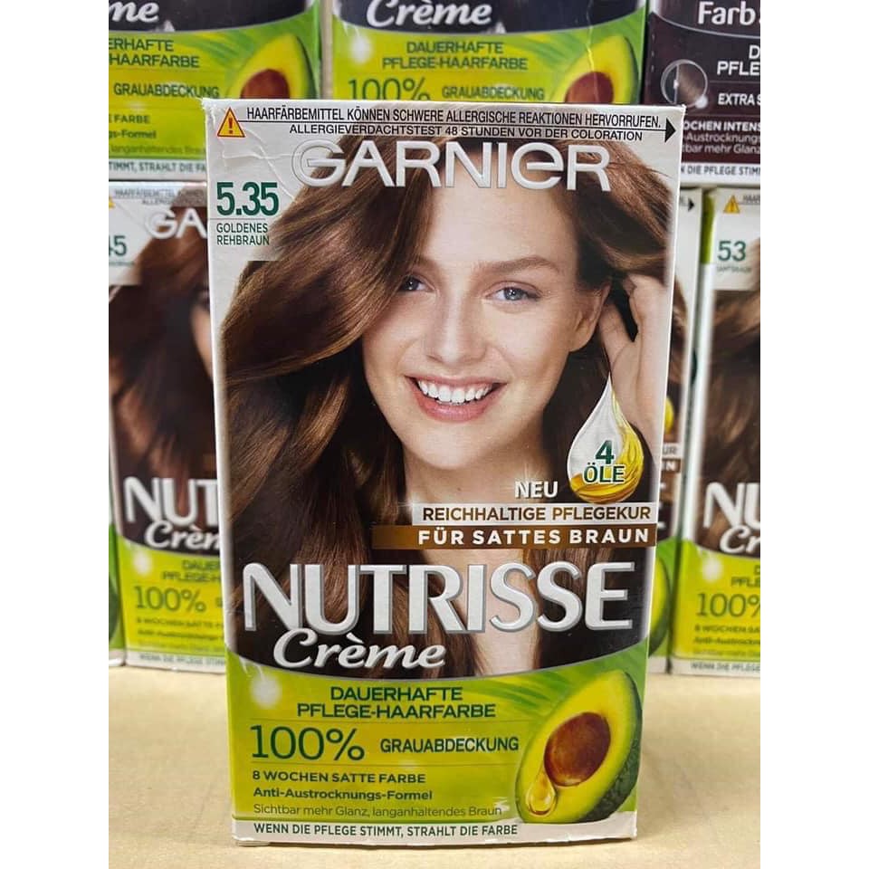 Thuốc nhuộm tóc phủ bạc 100% của Garnier Nutrisse Creme hàng xách tay từ Đức