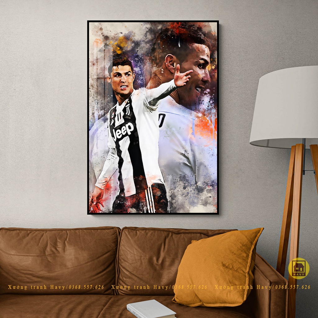 Tranh bóng đá CR7 mica tráng gương cao cấp