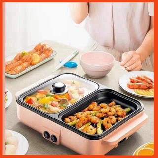 Nồi lẩu nướng hàn quốc 2 ngăn mẫu mới , nồi lẩu 2 ngan