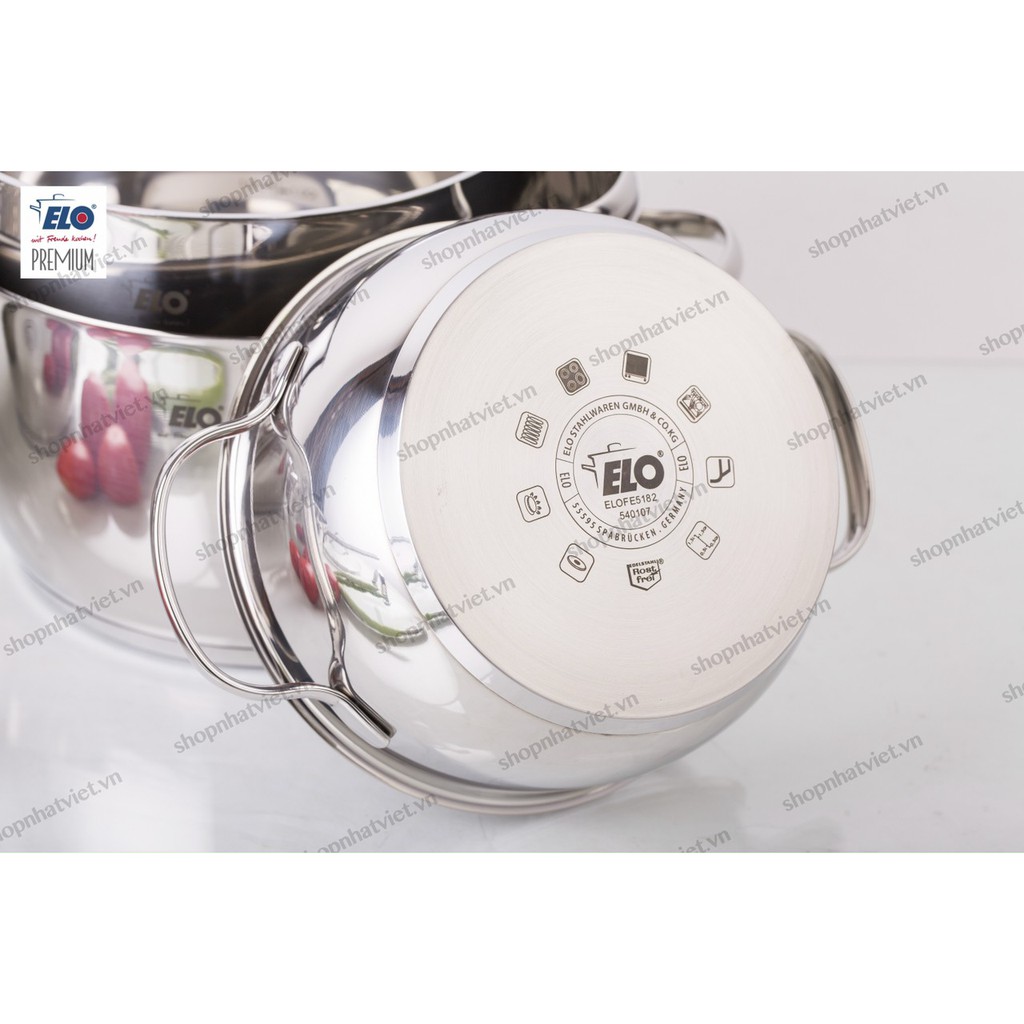 [Giá Hấp Dẫn] Bộ Nồi Bếp Từ Elo LUNA PLUS 5 Món,1-7L, Size 16-24cm, Bộ Nồi Inox Đáy Từ, Chảo Chống Dính Bếp Từ