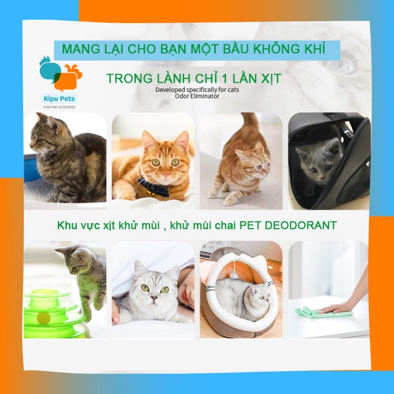 Xịt Khử Mùi Diệt Khuẩn Cho Thú Cưng - Xịt Khử Mùi Pet Deodorant 7o Present 500ml - Khử Mùi 24h Khử Trùng 99% - Kipu Pets
