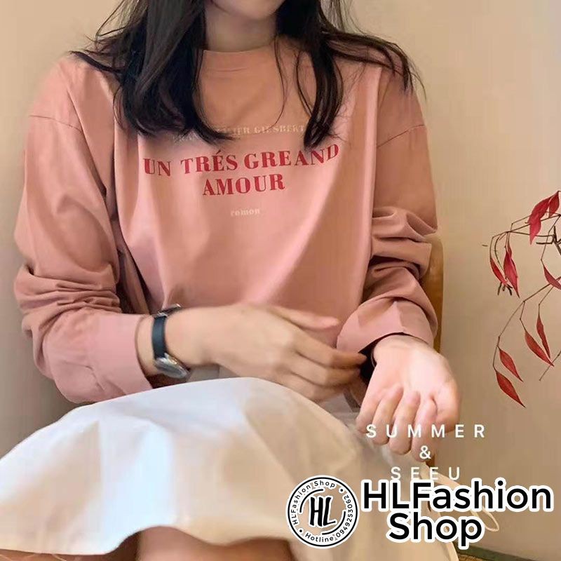 Áo Thun Tay Dài OverSize in chữ UN TRÉS.. đơn giản mà rất xinh - freesize