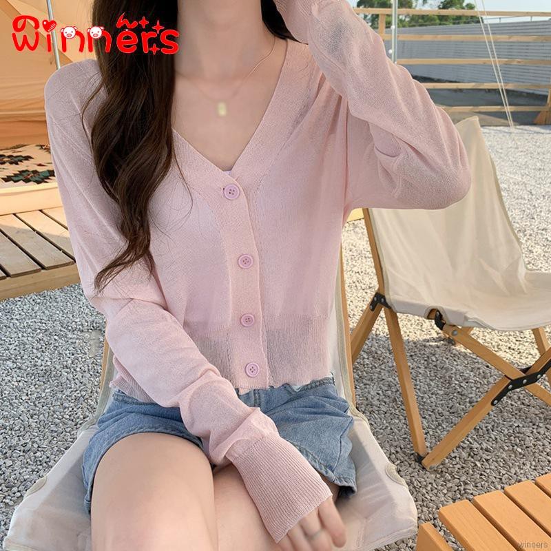 Áo cardigan dệt kim tay dài thiết kế cổ chữ V thanh lịch thời trang | BigBuy360 - bigbuy360.vn