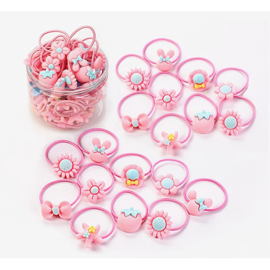 Hộp 40 thun buộc tóc bé gái Hạ Băng Designs mẫu Hello Kitty đáng yêu