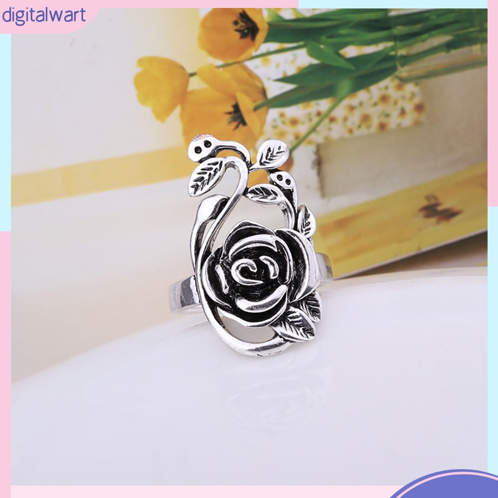 Nhẫn hợp kim mặt hình hoa hồng thời trang cho nữ