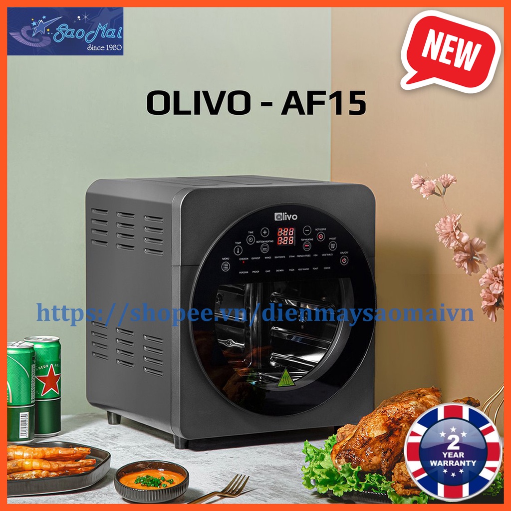 Nồi chiên không dầu Olivo AF15 và Olivo AF12 bảo hành 2 năm chính hãng