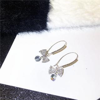 Korean jewelry female temperament long section of the super-cold wind cents bow earrings ear hook