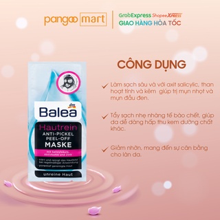 Mặt Nạ Balea Hautrein Anti Pickel Peel Off Dạng Lột Giúp Làm Sạch Sâu, Giảm Mụn 16ml Nội Địa Đức