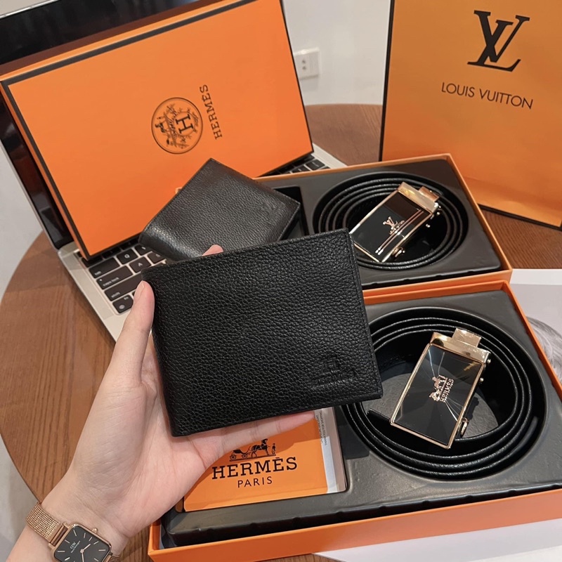 HỘP CAM-Ví Nam,Thắt Lưng Nam,Set Đôi Thắt Lưng Kèm Ví Fullbox
