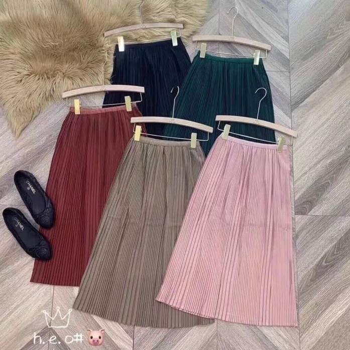 Chân váy xếp ly nhỏ dáng dài chuẩn QC hot hit | BigBuy360 - bigbuy360.vn