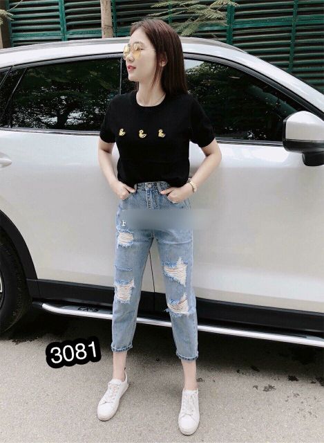 Quần baggy jean rách mã 3081, HÌNH THẬT TRẢI SÀN NỈ
