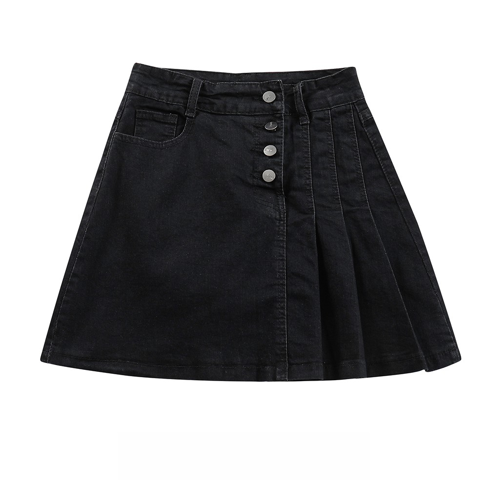 NUZIRO  Chân váy jean chữ A  lưng cao thời trang cho nữ