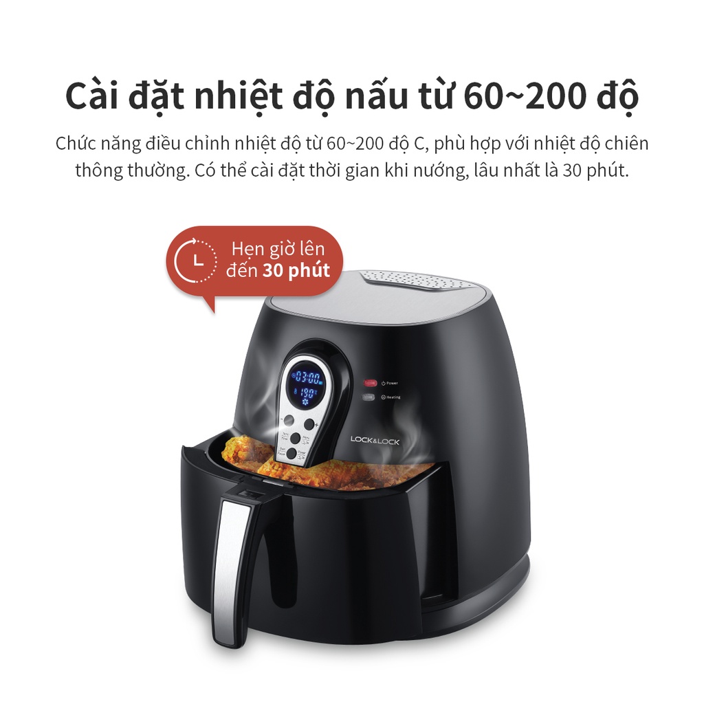 Nồi Chiên Không Dầu Loại 3L LocknLock EJF276, tặng kèm gang tay LocknLock - T2Cmall