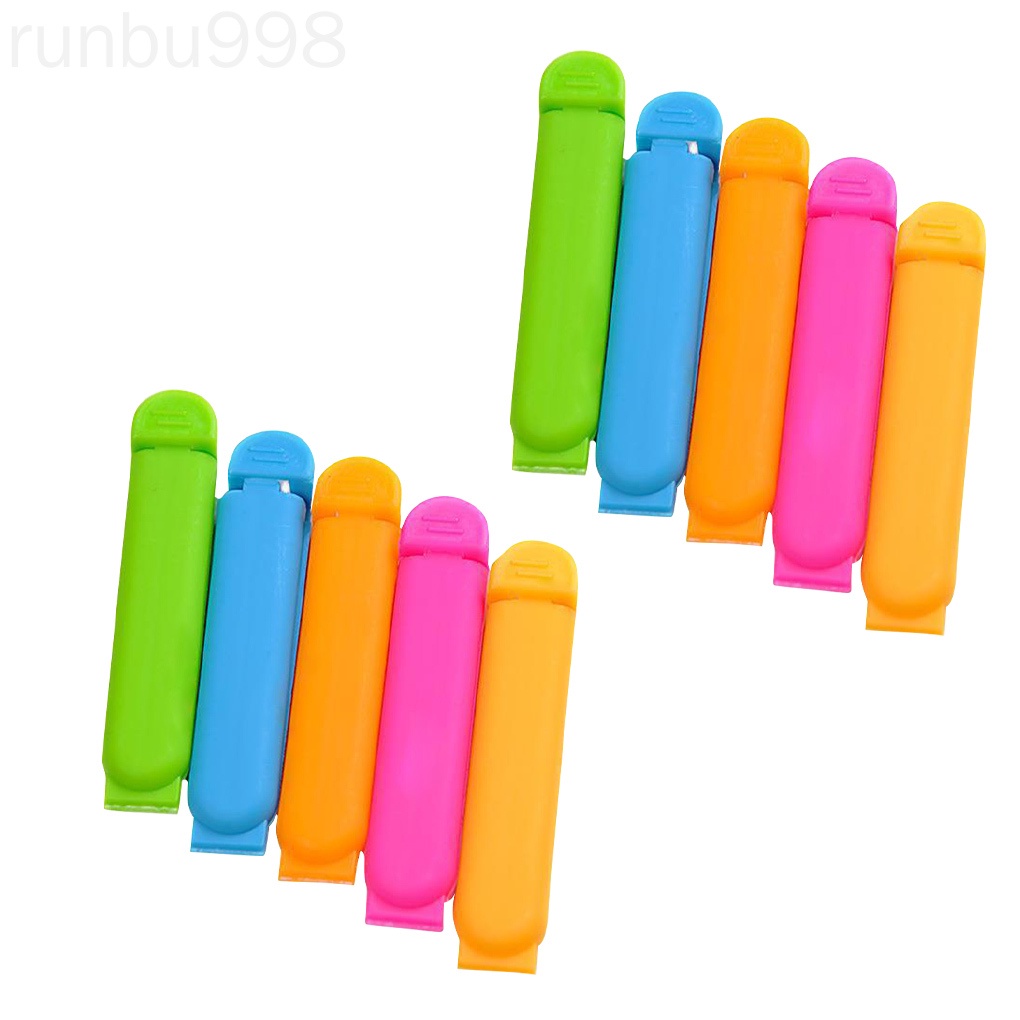 Set 10 kẹp miệng túi thực phẩm bằng nhựa màu sắc ngẫu nhiên Runbu998