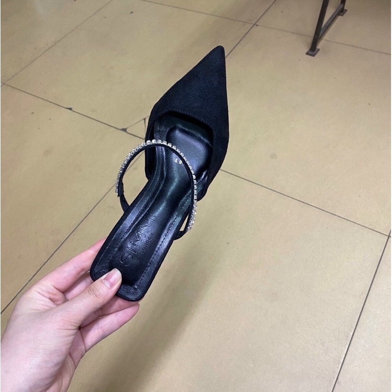 Guốc cao gót quai đá gót vuông 6-8 phân, sandal cao gót quai đá gót vuông 6-8cm