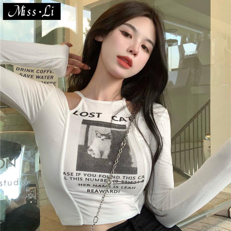 Áo Thun Tay Ngắn Dáng Ôm In Họa Tiết Thời Trang Mùa Thu Mới Cho Nữ