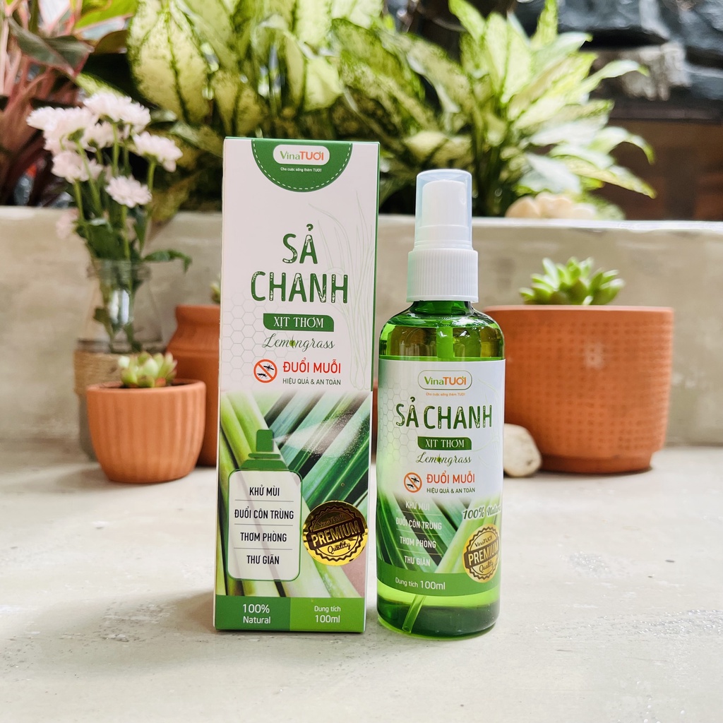 Chai Tinh Dầu Sả Chanh Xịt Thơm Phòng 100ml VINA TƯƠI Sả Chanh Xịt Đuổi Muỗi Cho Bé