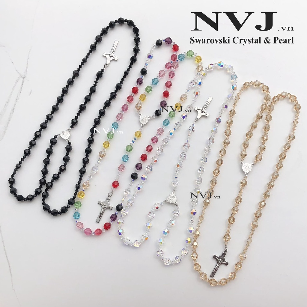 Mân côi - chuỗi 50 hạt pha lê cao cấp SWAROVSKI của Áo, tròn 8ly nhiều màu rực rỡ tùy chọn