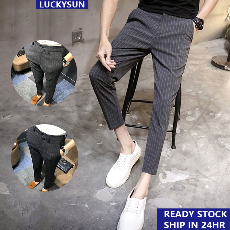 Quần Skinny Đen Kẻ Sọc Phong Cách Hàn Quốc Cho Nam