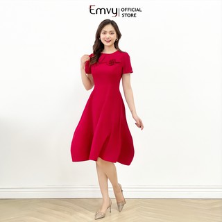 Đầm nữ dáng xòe cơ bản chất liệu trượt hàn cao cấp, phù hợp công sở , dự tiệc EMVY V3