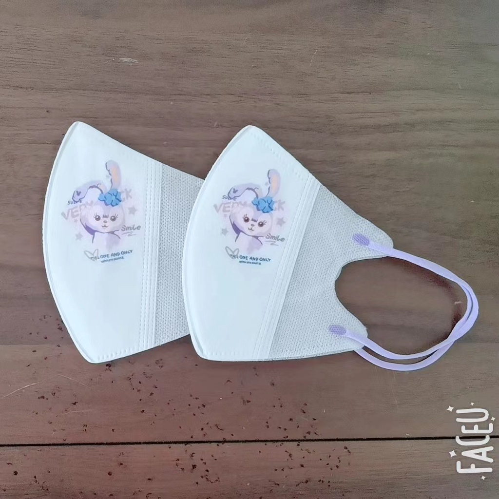 Set 20 Khẩu Trang Ba Lớp Thoáng Khí Họa Tiết Hoạt Hình 3d Bảo Vệ An Toàn Cho Bé Gái