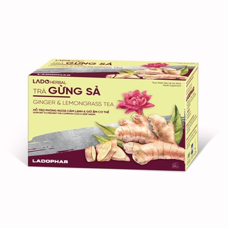 LadoHerbal - Trà Gừng Sả Hộp 20 túi lọc x 2g