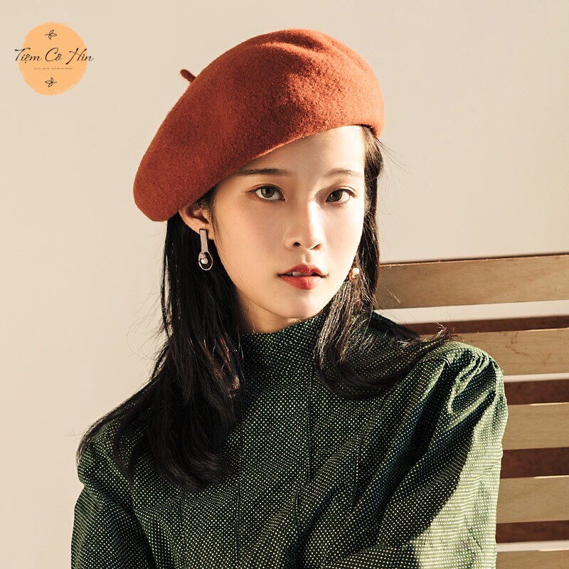 Mũ nồi beret dạ Tiệm Cô Hìn làm từ vải dạ đẹp dày mịn có dây điều chỉnh độ rộng nhiều màu sắc ship 1h lỗi 1 đổi 1