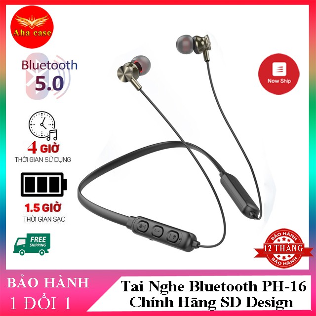 Tai Nghe Bluetooth PH-16 Quàng Cổ chính hãng SD DESIGN Kiểu Dáng Thể Thao Âm Thanh Trung Thực Sắc Nét Bảo Hành 1 năm