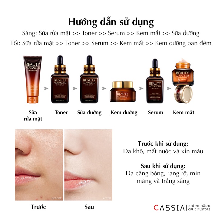 Bộ skincare dưỡng da cấp ẩm trắng da 6 món, Bộ mỹ phẩm nội địa Trung ANDORHEAL chăm sóc tái tạo da chống lão hóa