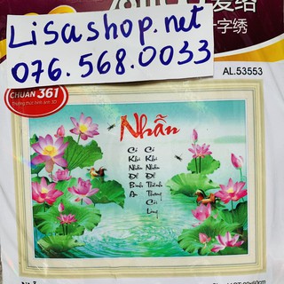 Tranh thêu chữ thập NHẪN 53553 (78X58cm chưa thêu 53553