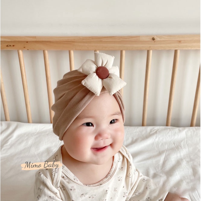 Mũ nón turban đính hoa phồng dễ thương cho bé gái 6-24m MTB92 Mimo Baby