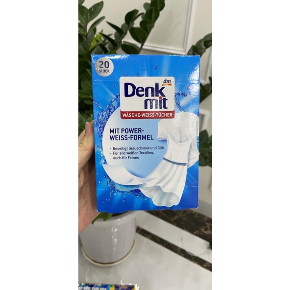 Miếng giặt tẩy trắng quần áo Denkmit _ HỘP 20 Tờ