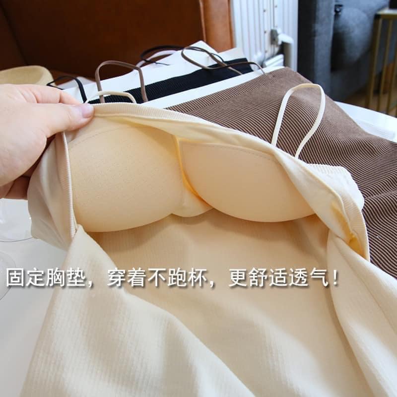 Áo hai dây nữ có mút ngực len tăm co giãn loại 1 chuẩn Quảng Châu mẫu mới 2022