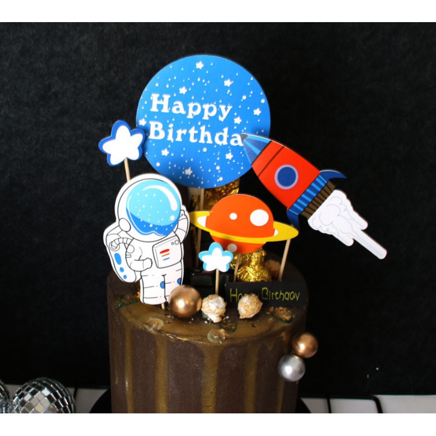 que cắm bánh kem [FREESHIP] set cắm giấy vũ trụ