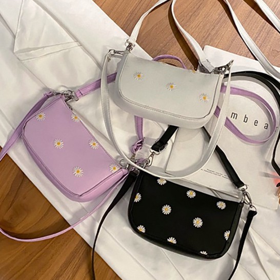 Túi Xách Da Pu Họa Tiết Hoa Cúc Xinh Xắn Cho Nữ