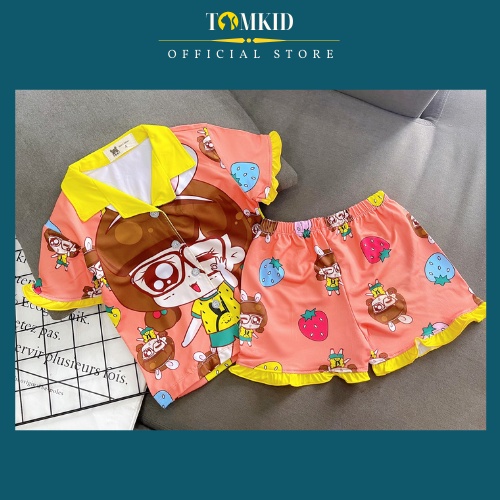 Bộ pijama lửng cho bé gái loại 1 hình in 9-40Kg TomKids