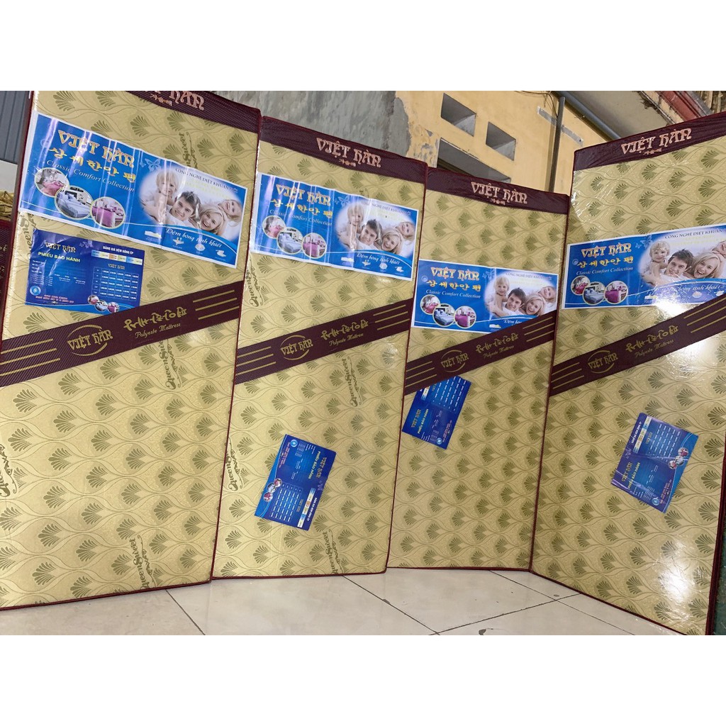 Đệm bông ép Việt Hàn gấp 3mảnh ép lõi trắng tinh khiết - không lún xẹp khi nằm.