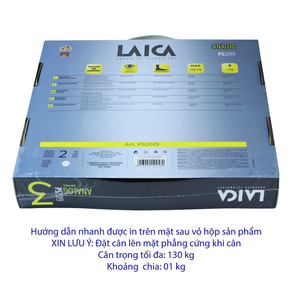 [CHÍNH HÃNG BH 1 NĂM] Cân sức khoẻ cơ học Laica PS2018 Ý