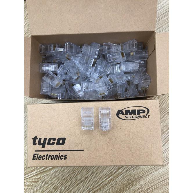 Hạt mạng RJ45 AMP Commscope cat5/cat 6 chân đồng