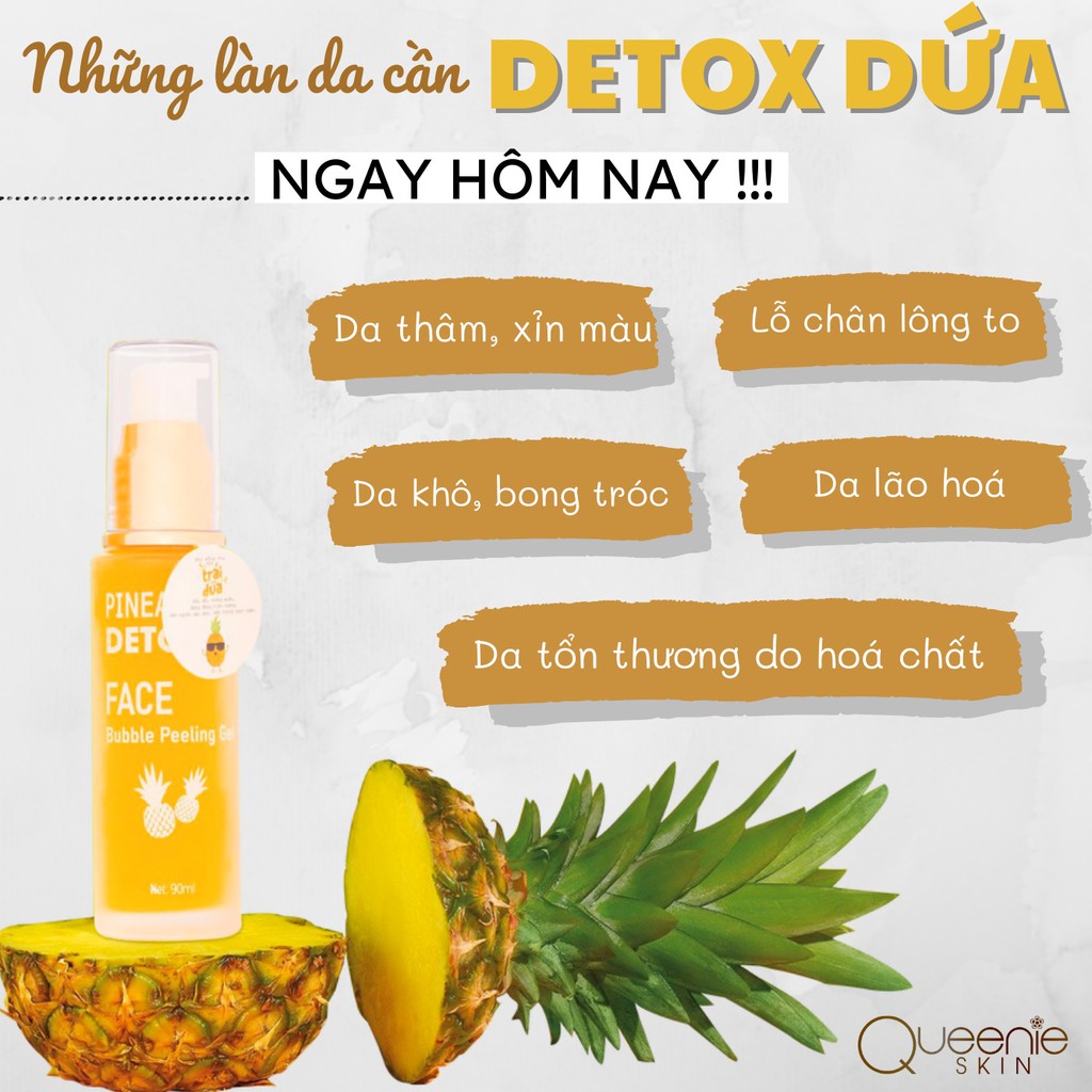 COMBO 2 Chai Detox Thải Độc Dứa 90ml QUEENIE SKIN , Trắng Da, Ngừa Mụn - HÀNG CHÍNH HÃNG
