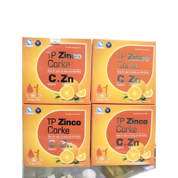 TP Zinco Corke- Bổ sung Kẽm và Vitamin C tăng đề kháng, giúp ăn ngon Hộp 20 ống