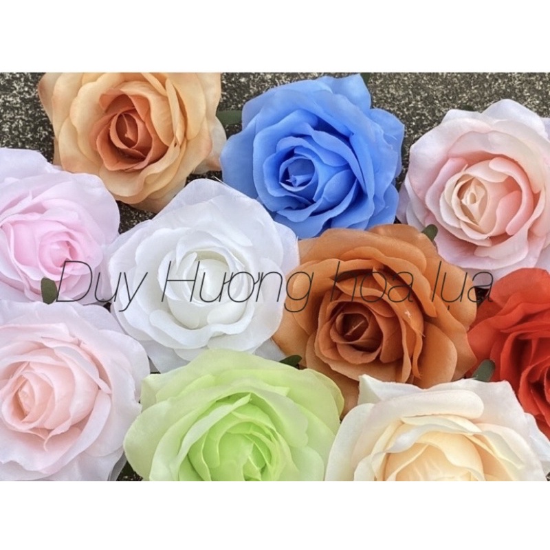 Combo 10 đầu bông hoa Hồng Hạnh Anh 10cm - Hoa giả,hoa lụa