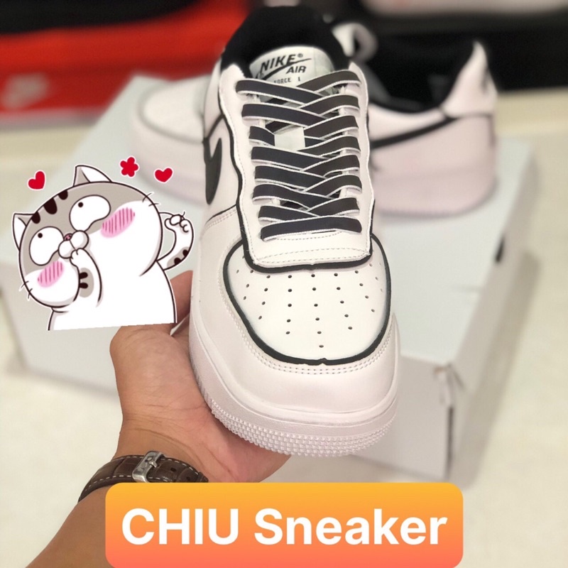 Giày thể thao nam nữ tăng chiều cao air force 1 trắng đen phản quang cao cấp giày Sneaker AF1 trắng đen