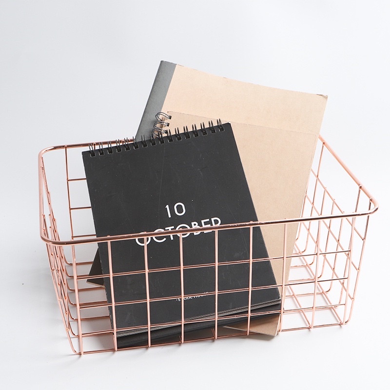 Giỏ sắt đựng đồ vintage có ảnh thật 28 *22 *12cm Trắng Đen Hồng