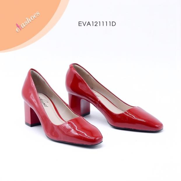 Giày Cao Gót Đế Vuông Da Bò 7cm Evashoes - Eva121111D(Màu Đen,Đỏ) c35