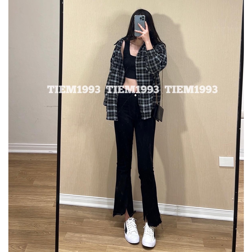 ÁO SOMI Kẻ OVERSIZE DÁNG RỘNG TAY LỒNG